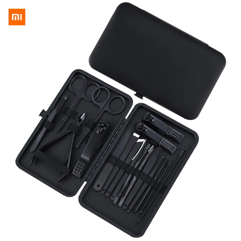 

Xiaomi 7/10/12/16/18PCS Manicure Pedicure Nail Clippers Set Classic Black Color Nail Scissors Grooming Kit Cutter Nail Tools