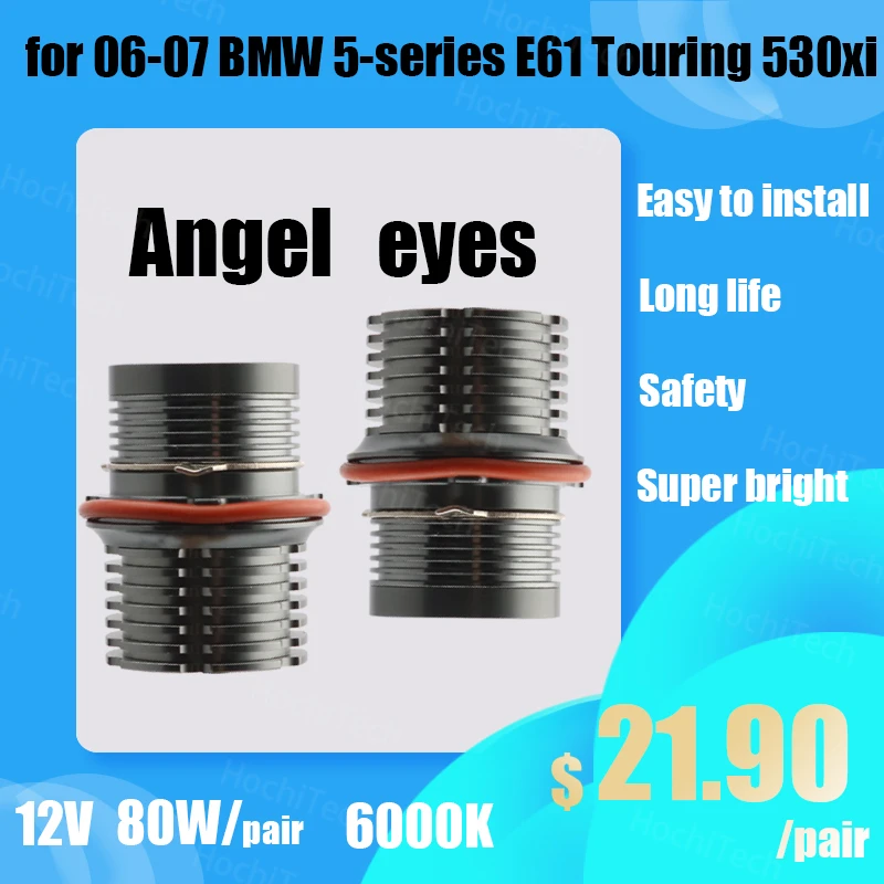 Day light White High Power Ultra Bright 2000LM 6000K for 06-07 BMW 5-series E61 Touring 530xi LED angel eyes light