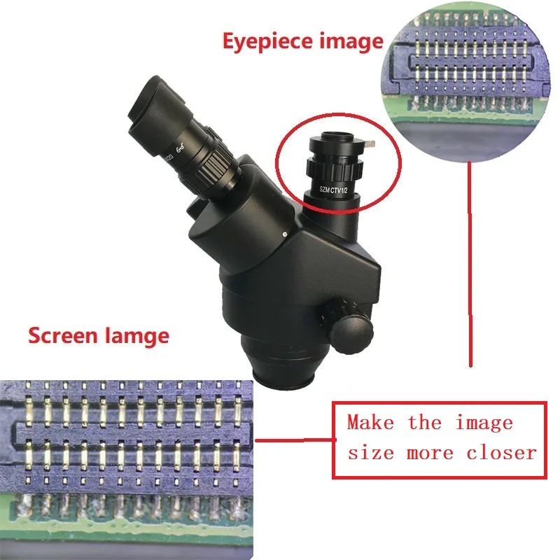 Imagem -06 - Trinocular Estéreo Zoom Mesa Suporte Microscópio Wf20x 0.5x 2.0x Lente Objetiva Auxiliar Pcb Jewerly Solda 7x45x 3.5x-90x