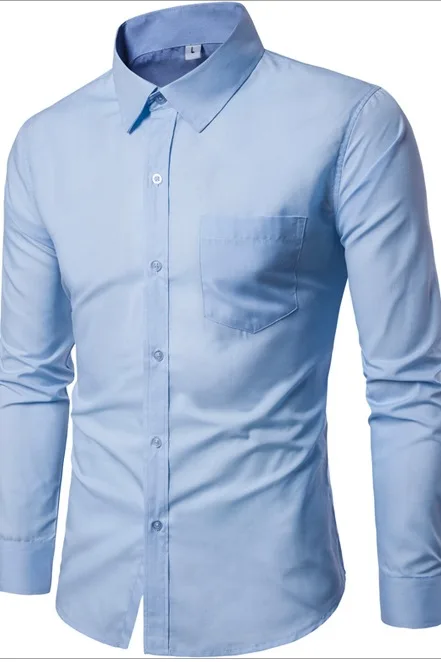 MRstuff-Chemise d'affaires à manches longues pour hommes, couleur unie, marque, 2024