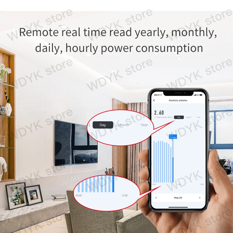 3 Pha Tuya Din Đường Sắt WIFI Thông Minh Đồng Hồ Năng Lượng Bảo Vệ Chống Rò Rỉ KWh Đo Wattmeter Điều Khiển Giọng Nói Alexa Google Home