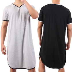 Batas de dormir para hombres, ropa de dormir de algodón de manga corta, camisón, albornoces sueltos informales, vestido de dormir para el hogar