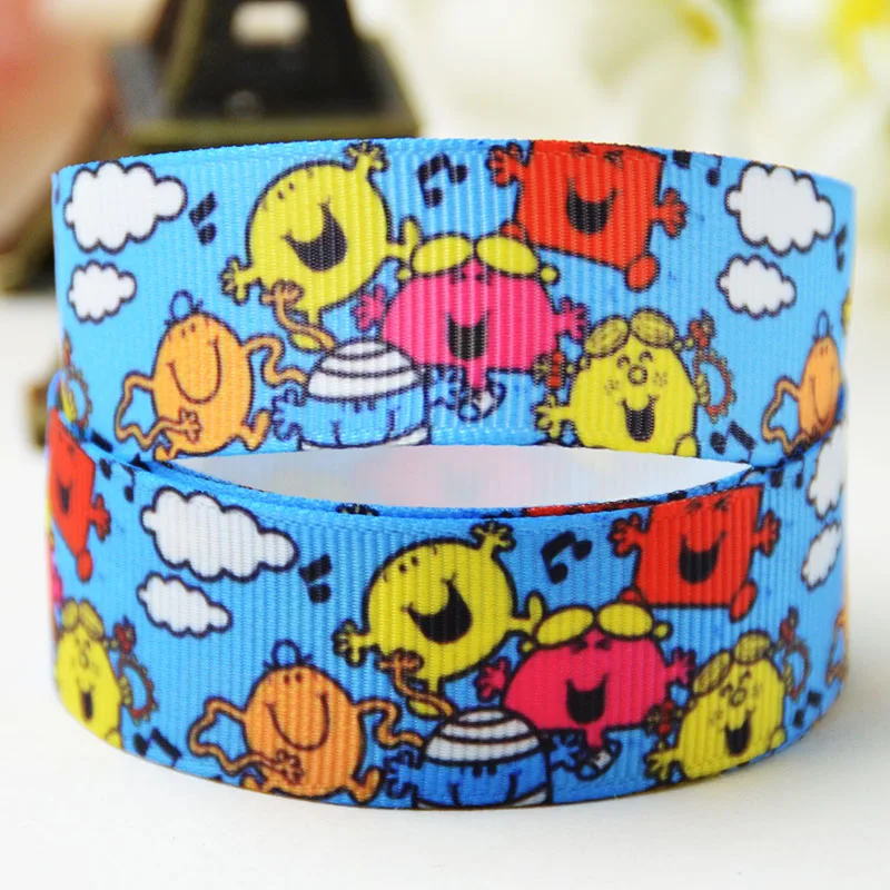 22mm 25mm 38mm 75mm Ruban satin the Mr. Men Cartoon Character printed Grosgrain Ribbon party decoration 10 Yards Mul076