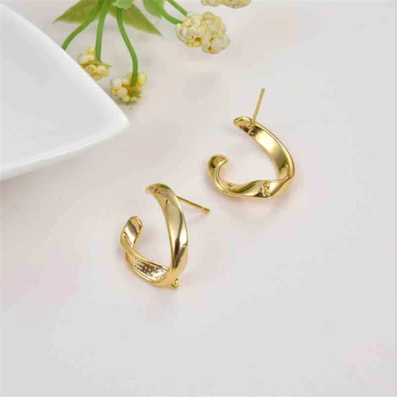 

4pcs/lot new creative gold color plated Irregular C shape charm connectors for diy earrings pendant jewelry accessories