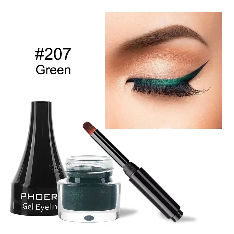 PHOERA Colorful Eyeliner 10 Colors Waterproof Eyeliner Gel With Brush Long-lasting Eye Liner Cream Makeup Tools Women Cosmetics