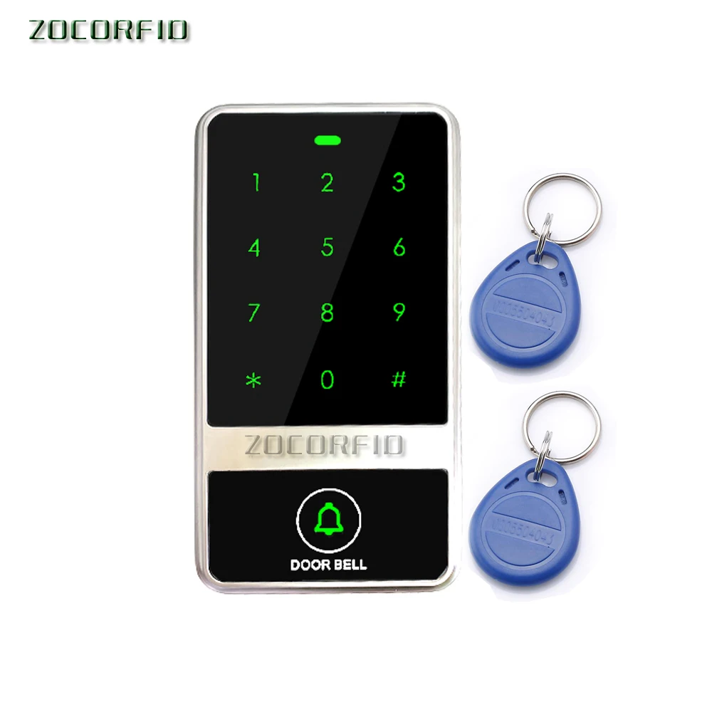 RFID Standalone Access Control Board 125KHz EM Reader Security Touch Metal Keypad 10 key fobs support WG26/34