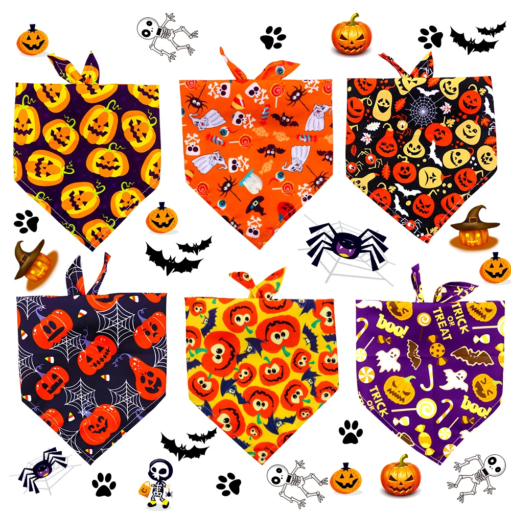 

2021 Fall Dog Bandanas Halloween Dog Accessories Turkey Style Pet Cat Dog Bandanas Scarf Polyester Dogs Thanksgiving Dog Supplie
