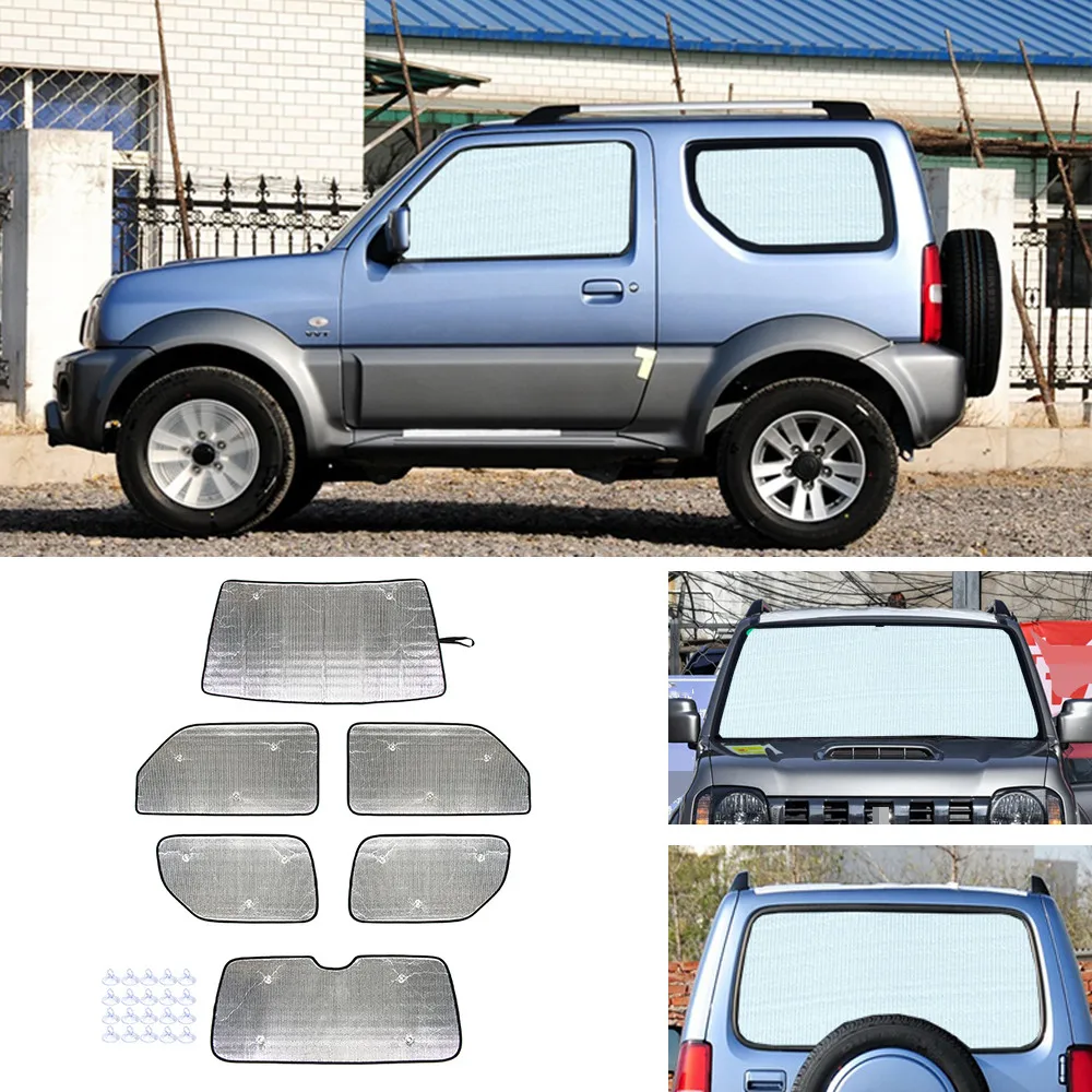 

6PCS Car Window Sunshade Visors Full Set Sun Shade Windshield UV Block Shield Cover Fit For Suzuki Jimny 2007-2017 Accessories