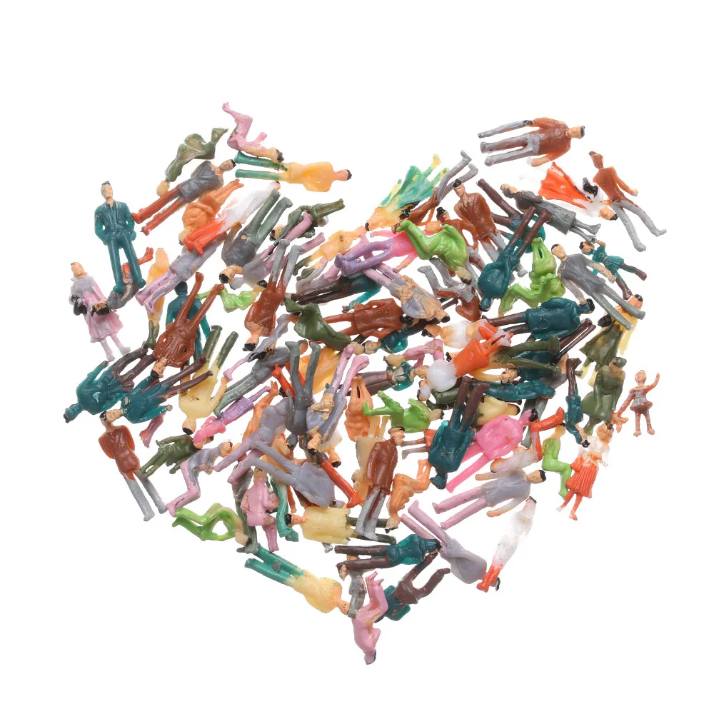 100 قطعة/الحزمة نموذج أرقام بناء الناس الركاب قطار مشهد 1:100/1:150 مقياس مختلط اللون تشكل نموذج الناس