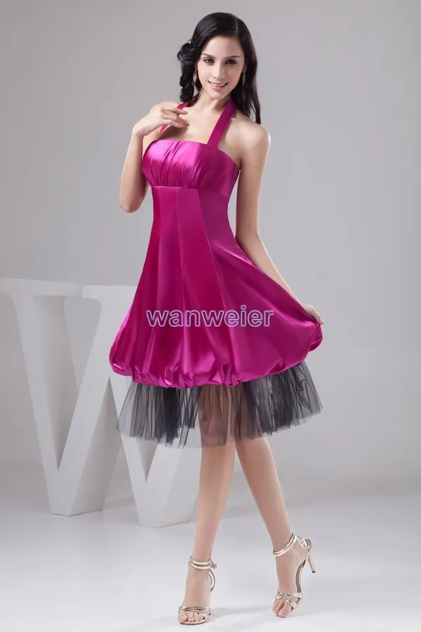 Envío Directo vestido precioso foto real formal de talla grande nuevo diseño novias plisado corto personalizado sexy halter vestidos de cóctel de graduación