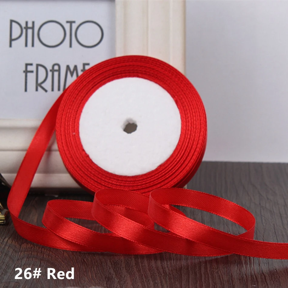 25Yards/Roll 10mm 20mm 25mm 38mm Red Satin Ribbon Gift Sewing Party Wedding Decoration DIY Natural Ribbon Fabric Bow for Crafts