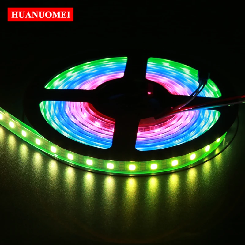 5M RGB LED Strip Lights DC5V 74LEDs/m SK6812 Digital Pixel Flexible Neon SMD WS2812B TV Tape Lamp Waterproof IP67 with Black PCB