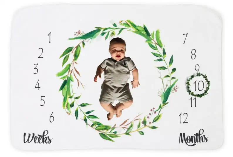 Custom Baby Milestone Leaves Leaf Garland Number backdrop  High quality Computer print birthday background