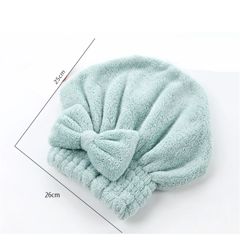 1 PCS Coral Velvet Solid Color Dry Hair Cap, Bow-knot Absorbent Shower Cap, Women's Super Absorbent Quick-drying Towel