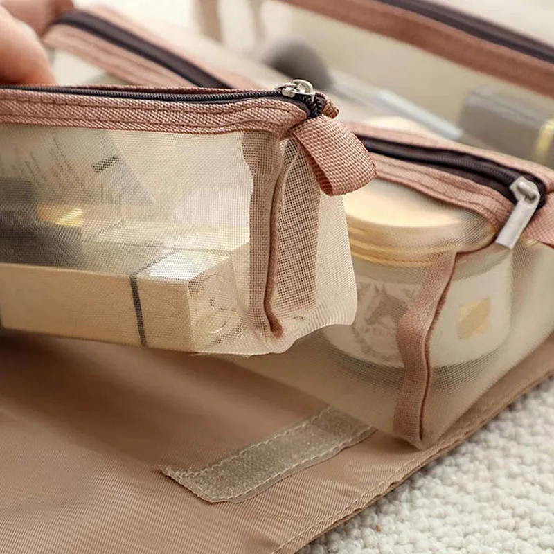 Newly Makeup Organizer Insert Bag For Handbag Travel Inner Portable Cosmetic Case Toiletry Bag Travel Foldable Hanging Wash Bag