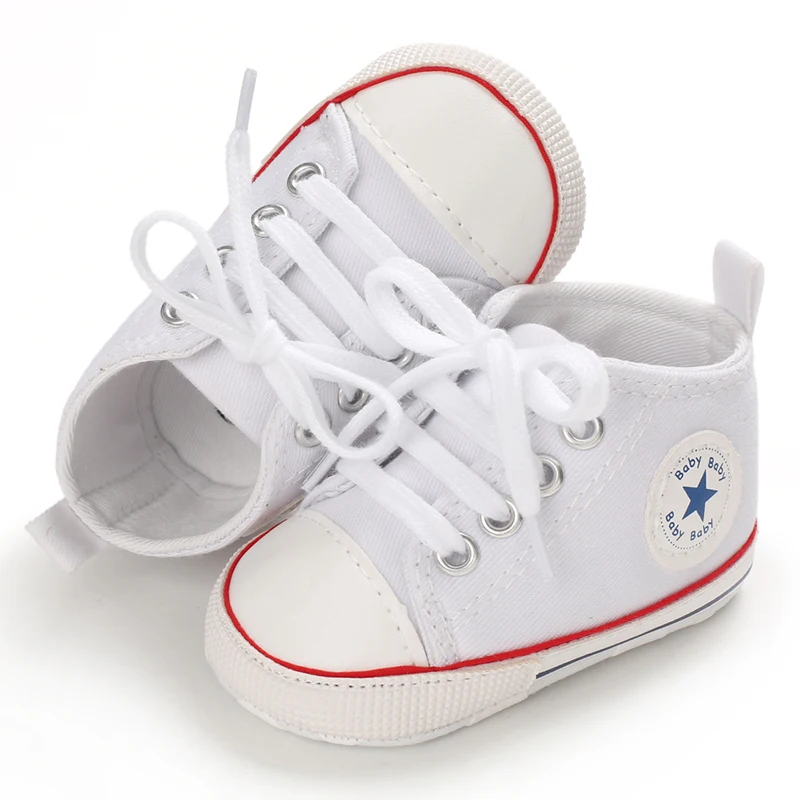 Canvas-Turnschuhe für Babys, Jungen und Mädchen, Lauflernschuhe für Kleinkinder, rutschfest, weiche Sohle, klassische Schuhe für Neugeborene, 0–18 Monate – Detail 16