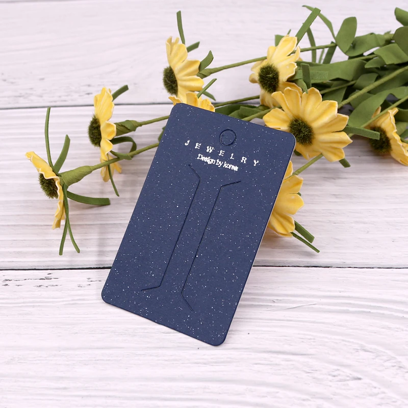 Dark Blue Long Rectangle Hair Clip Display Jewelry Packaging Card 5x8cm Claw Shape Hairpin Hearwear Ornament Paper Cards