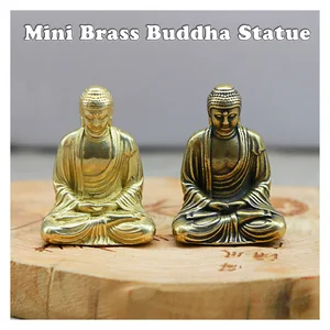 Patung Buddha Kuningan Mini Saku Zen Buddha Tembaga India Thailand Patung Figur Meja Kantor Rumah Ornamen Dekoratif Mobil 10 buddha tertawa penjualan terbaik - №