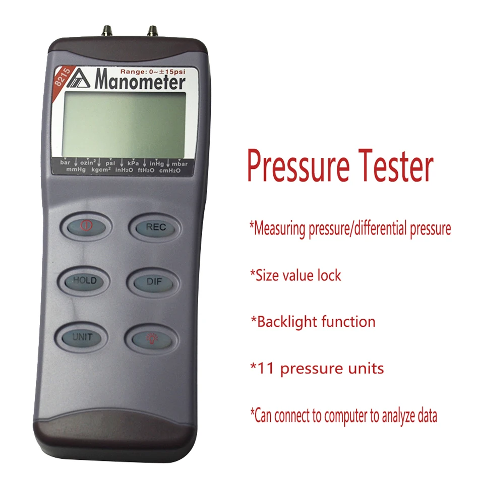 AZ8215 Digital Vacuum Gauge Manometer /15psi Manometer Differential Pressure Instrument Meter 100KPa