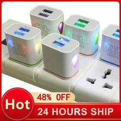 New USB Wall Phone Charger EU/US Plug Dual Port 2.1A Output Travel Plug Power Adapter Compatible for Phone