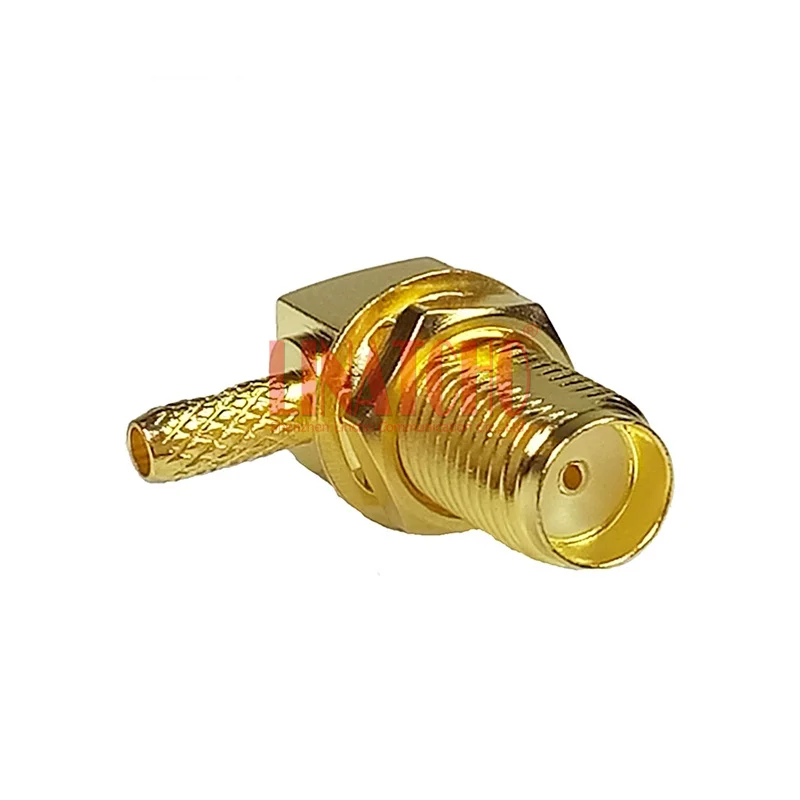 Golden lmr100 rg174 rg316 cabo coaxial ângulo direito crimp sma conector fêmea