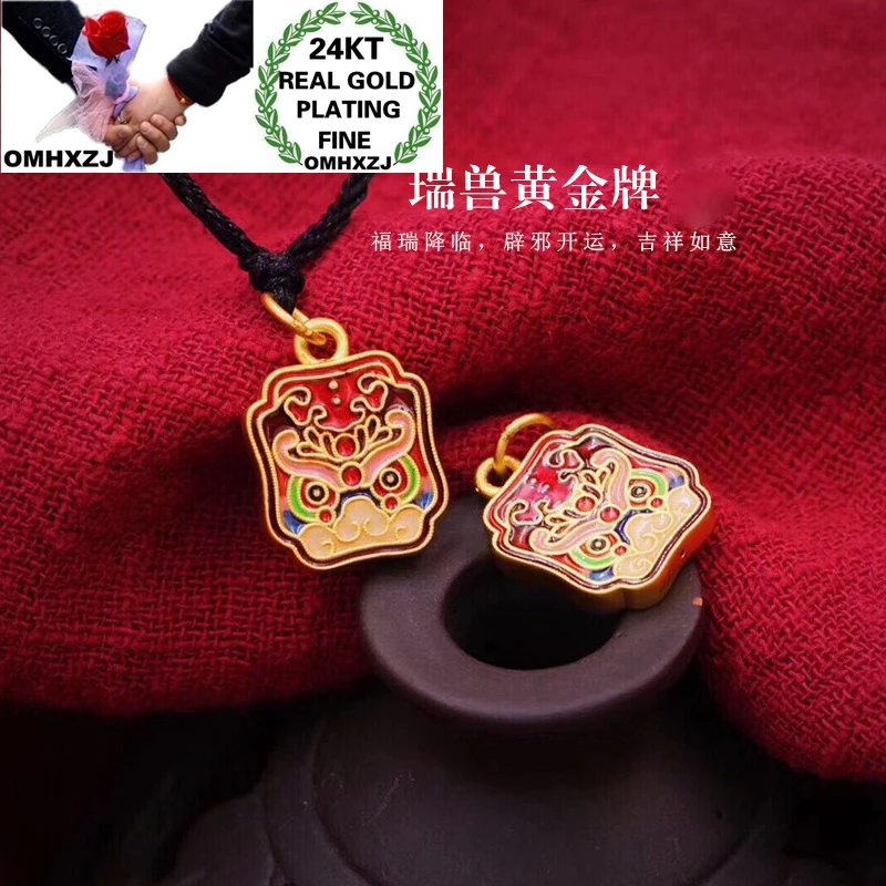 OMHXZJ Wholesale CA495 European Fashion Unisex Lovers Party Birthday Wedding Gift Vintage Fortune Animal 24KT Gold Pendant Charm