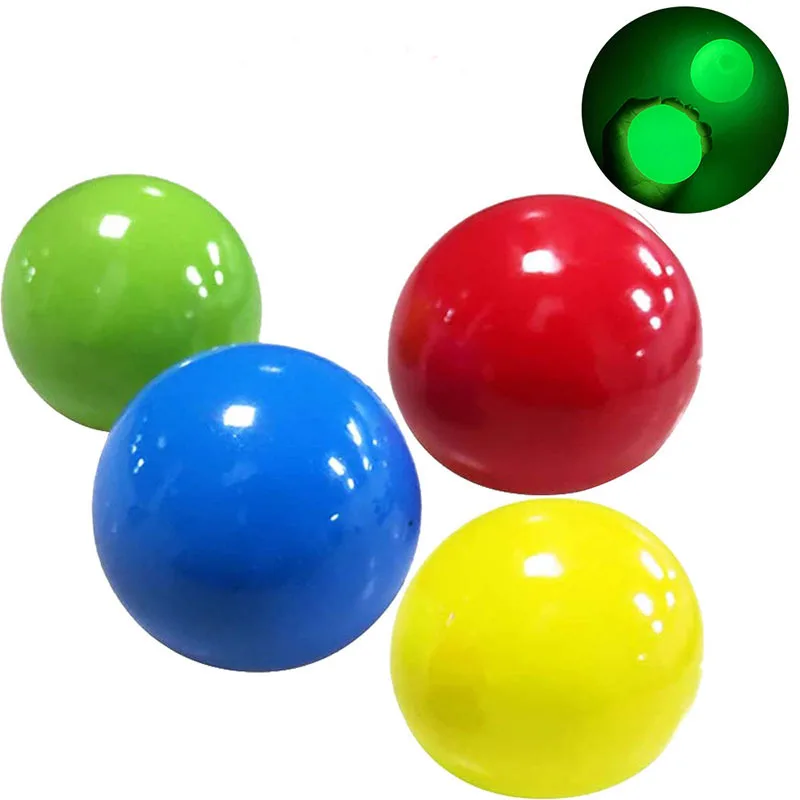 4 pçs vara bola de parede bola de descompressão bola pegajosa squash bola de sucção brinquedo de descompressão pegajoso alvo bola captura jogar bola brinquedo do miúdo