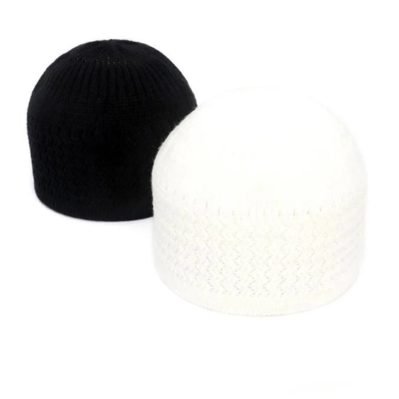 Gorros de oración musulmanes de punto para hombres, gorros masculinos cálidos, gorro islámico de Ramadán, sombrero judío, gorro envolvente para la