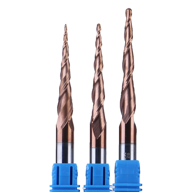 UCHEER 1pc 8/10/12mm conico tungsteno solido carburo rivestito cono cnc fresa lavorazione del legno incisione bit Ball Nose End Mill