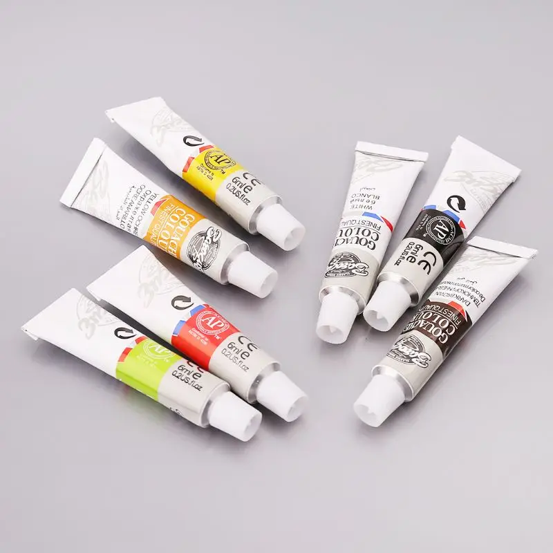 12 Màu Gouache Ống Sơn Bộ 6 Ml Vẽ Tranh Sắc Tố Tranh Với Bàn Chải Nghệ Thuật Tiếp Liệu Sắc Tố Bột