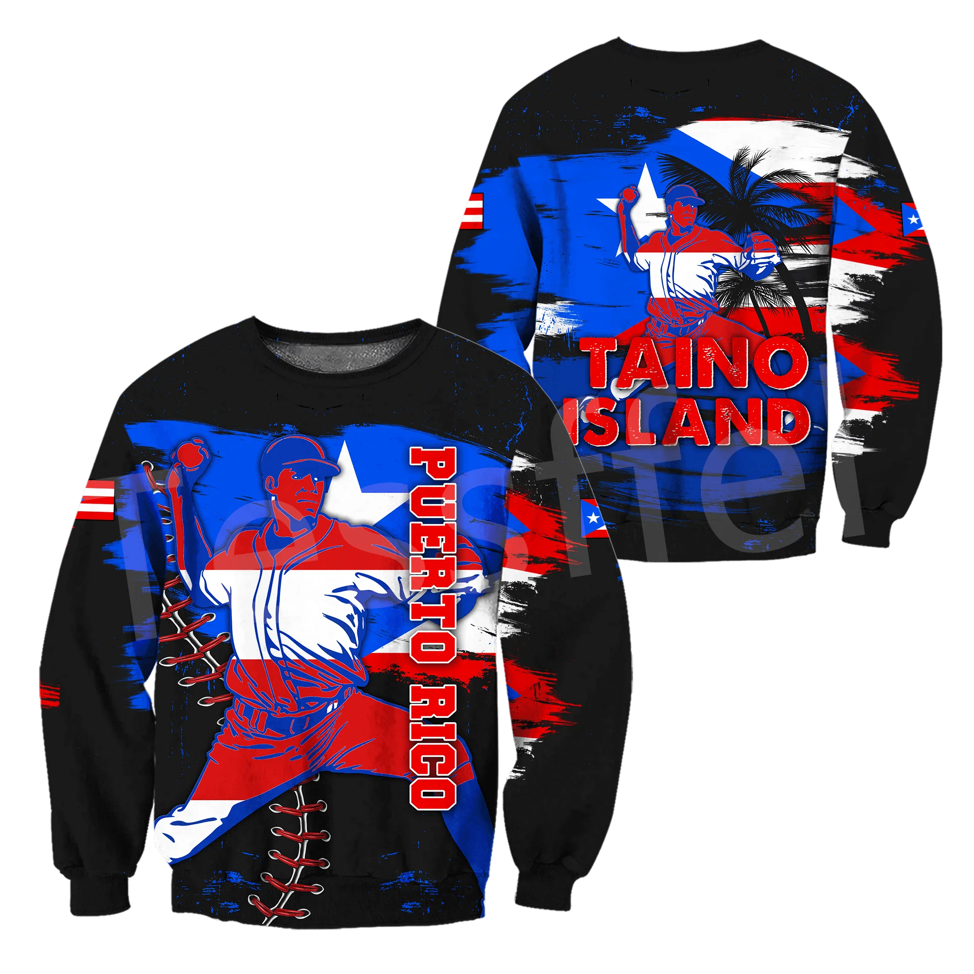 Tessffel Newest Country Flag Puerto Rico Taino Caribbean Sea Tattoo Harajuku Pullover 3DPrint Men/Women Funny Casual Hoodies X18