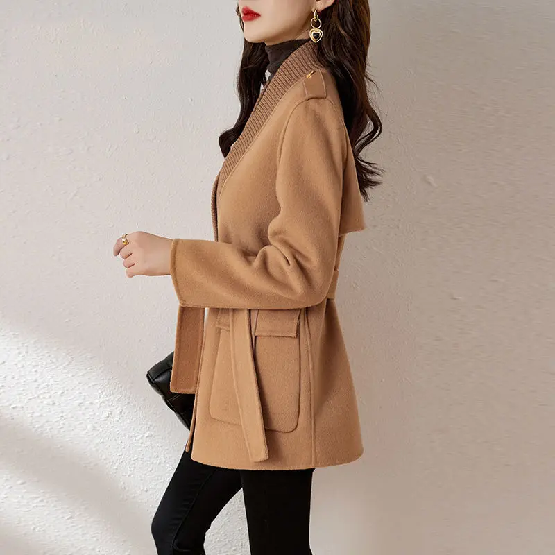 Frauen Jacke Neue Herbst mode elegante dame doppelseitige Woolen Tuch Koreanische Mode Lose Beiläufige Spitze Woll Jacke frauen