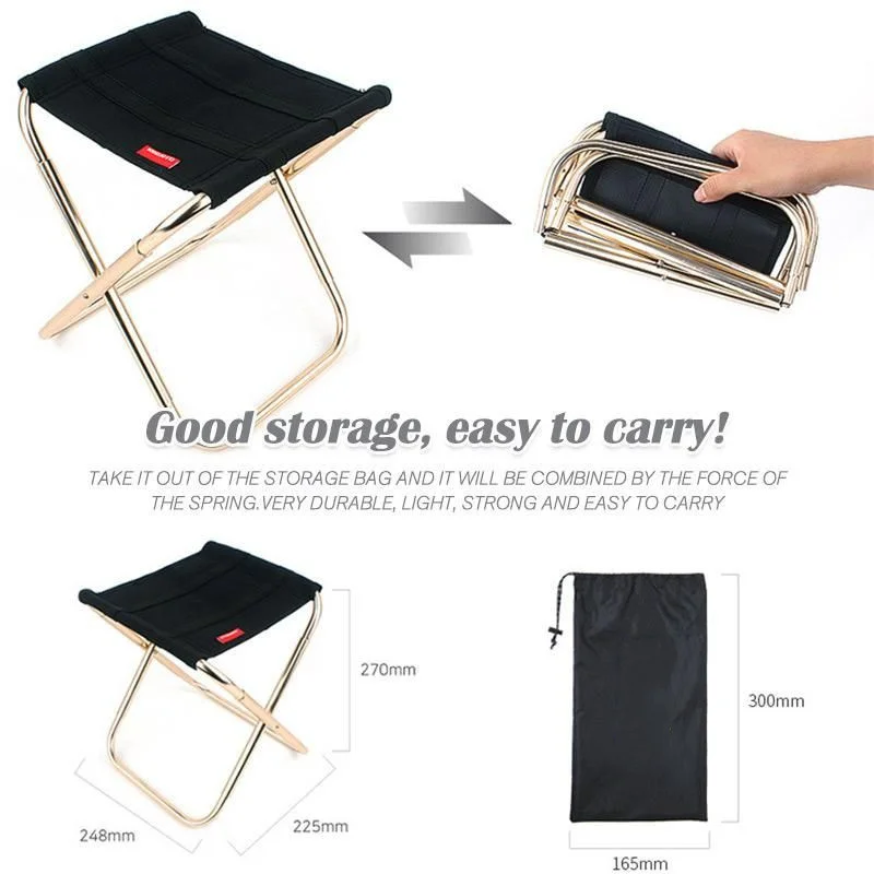 Silla plegable portátil para pesca, mueble ligero de tela de aluminio para exteriores, Picnic y Camping