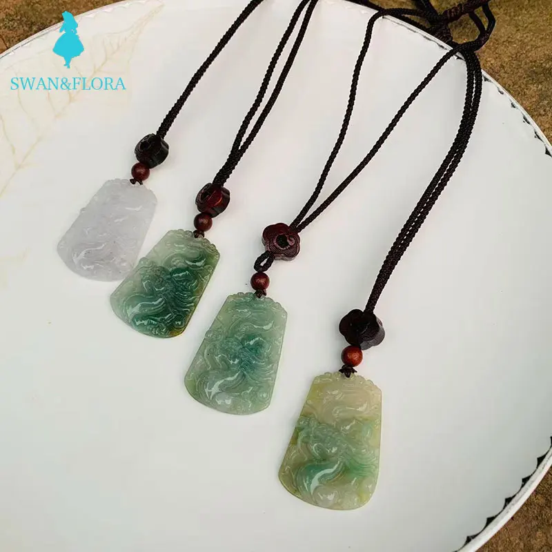 

Natural Myanmar JADE Jadeite carved Pendant Necklace high-end gift Round Donut Pendant Necklaces