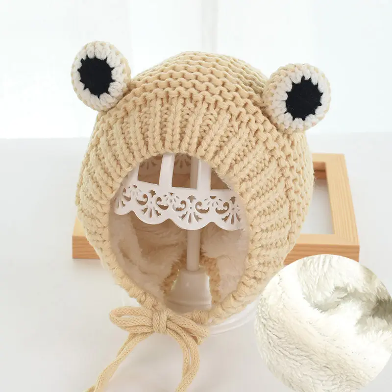 Cotton Cartoon Frog Knitted Hat Winter Warm Hat Skullies Cap Beanie Hat For Kid Boy and Girl 75