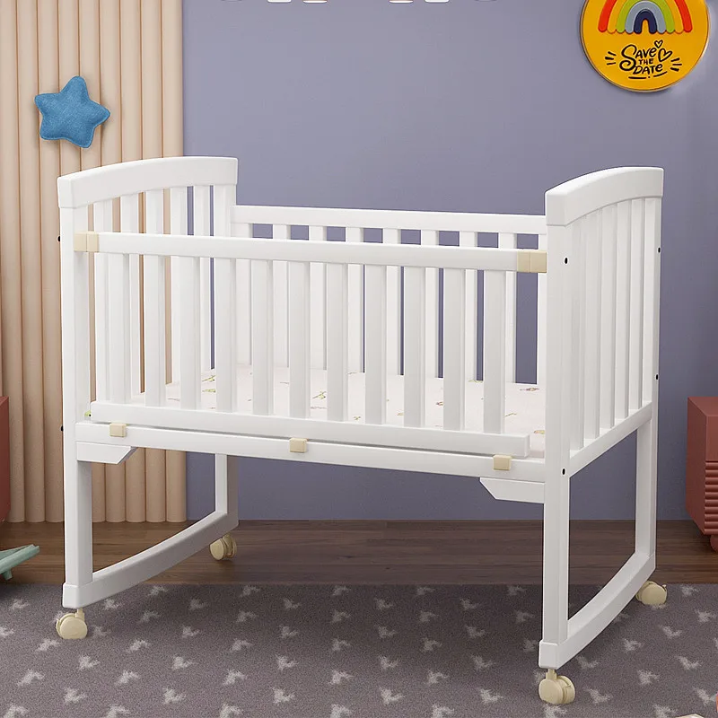 

New white pine crib multi-purpose baby cradle newborn bed variable desk can be distributed as a substi