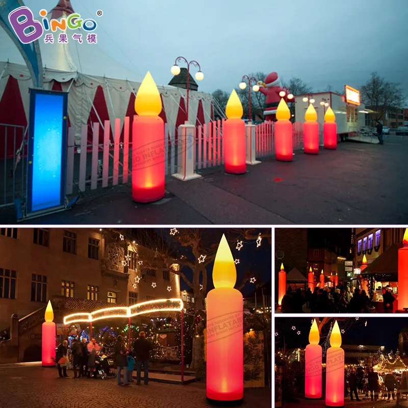 Inflatable Christmas Outdoor Decorations 3mH Inflatable Candle Model With Lighting Christmas Candle Balloons For Sale