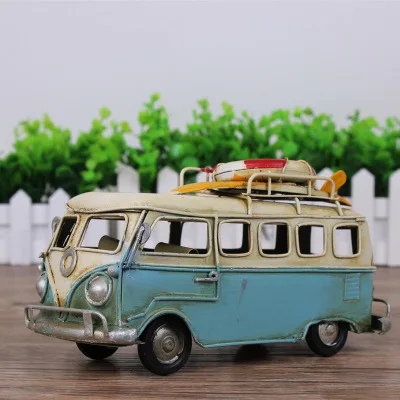 Mini car model toys Retro classic car camping bus ornamenti in ferro home coffee shop decorazioni per matrimoni regali di alta qualità