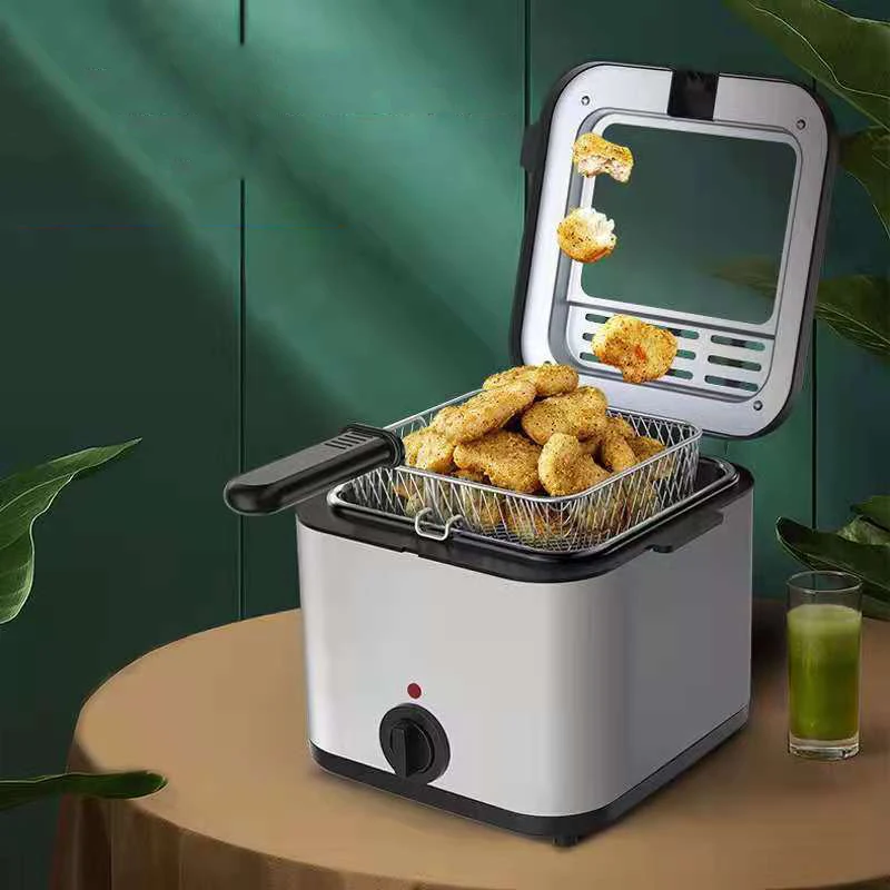 French Fries Machine You Tiao Machine 2.5L Household Stainless Steel Fryer 220V/1000W Integrated Self-heating Electric Fryer