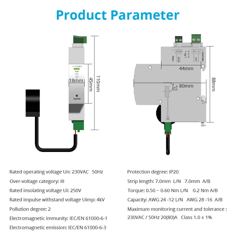 Baru Intellithings Tuya 80A pengukur energi WiFi, Monitor konsumsi daya pintar, aplikasi hidup pintar, Alarm pengukur 220V