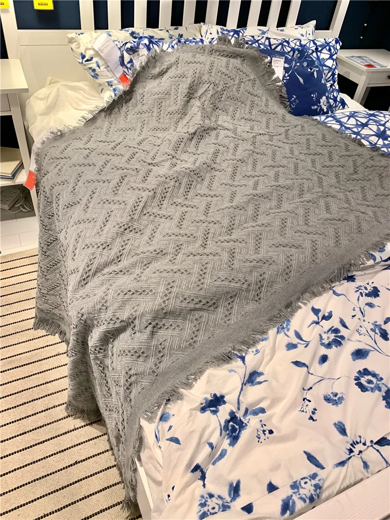 غطاء طاولة القهوة باللون الأبيض من Nordic Tablecloth Ins Style - واقي مكتب مستطيل ومستدير لطاولة السرير، مفرش طاولة الطعام