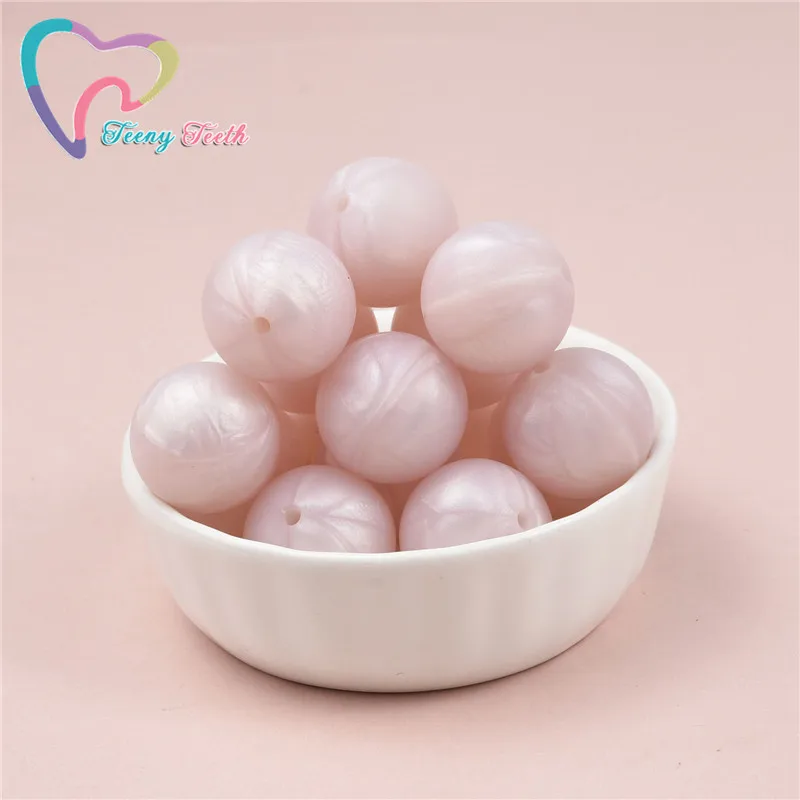 10 PCS Metallic Pink Silicone Round Beads 9-19 MM Food Grade Teething Silicone Ball Loose Hexagon 14-17 MM Bead For DIY Jewelry