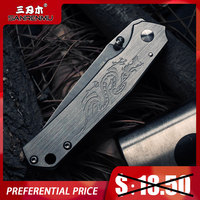 SANRENMU SRM 7129 Folding Knife 12C27 Blade Stainless Steel Handle Outdoor Camping Hunting Fruit Cutting Knife EDC Pocket Tool