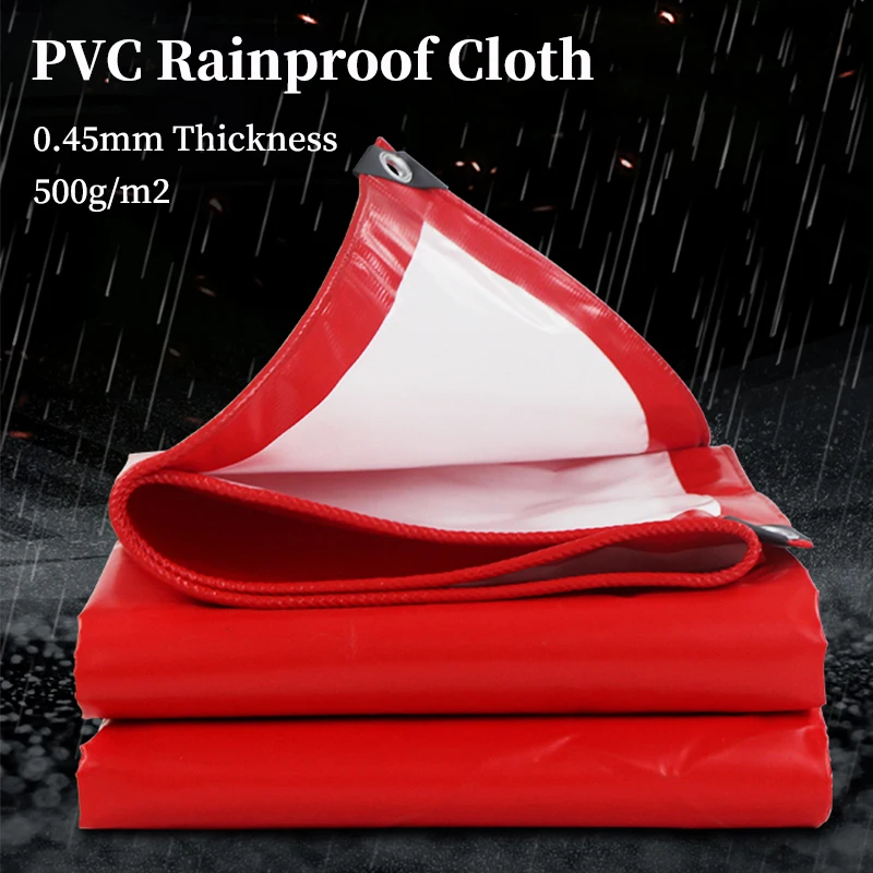 

Red-White PVC Tarpaulin Rainproof Cloth Garden Outdoor Awning Shade Sail Boat Truck Canopy Pet Dog House Cover Waterproof Cloth