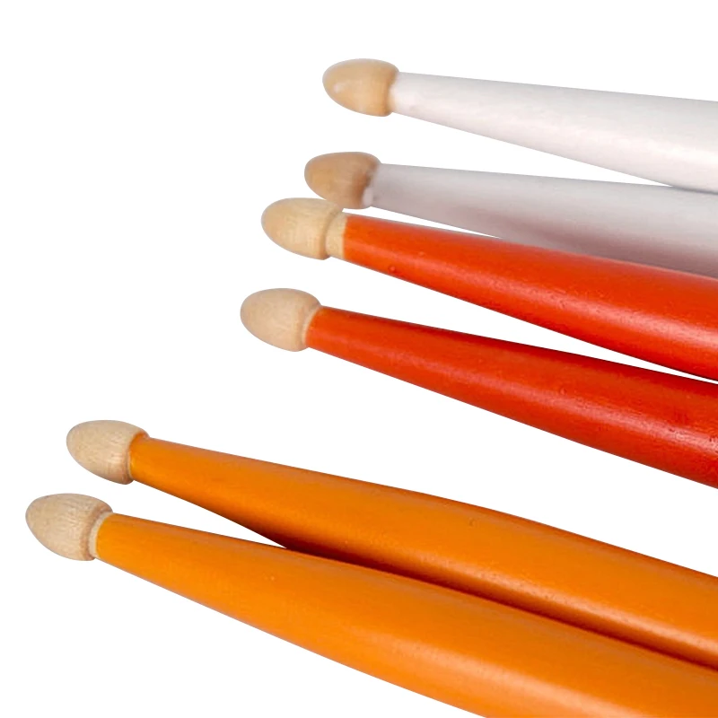 5A colorful flame maple wood drum stick-12 pair white red orange color sent randomly