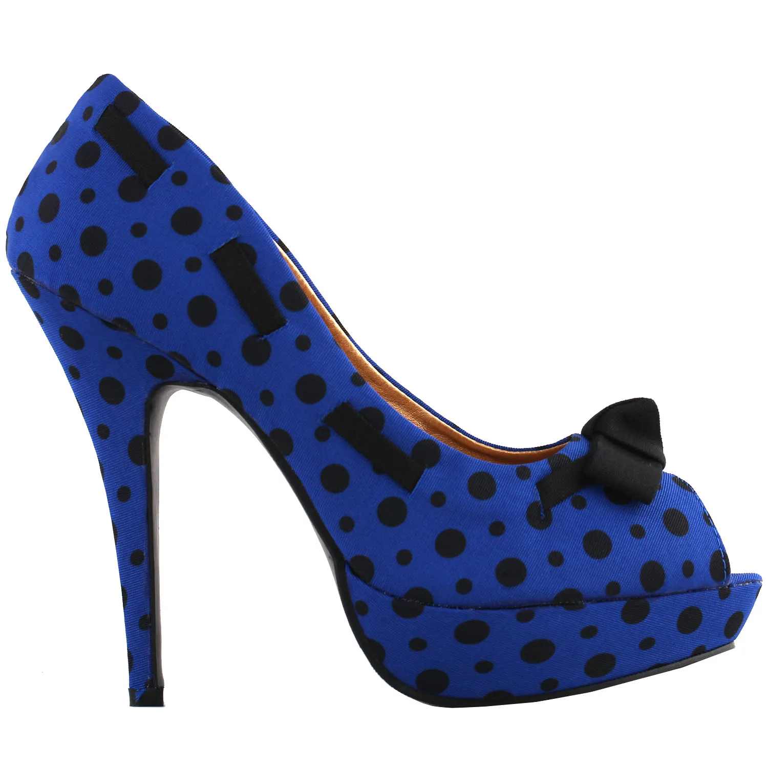 LF30421 New Womens Peeptoe Polka Dots Bow Stiletto Platform High Heels Pumps Court Shoes