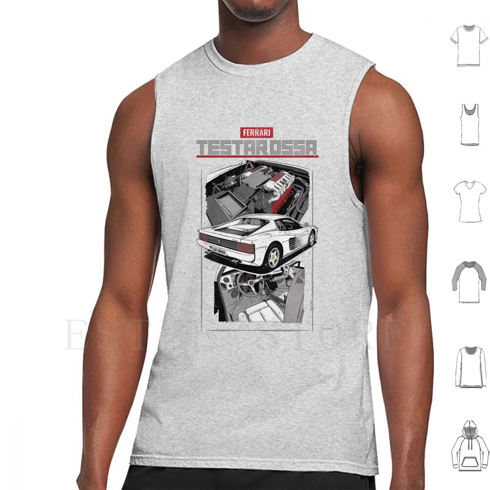 Testarossa-Carcorner Tank Tops Vest Carcorner Testarossa Automotive Racing Vintagecar Retrocar Classiccar Legendary