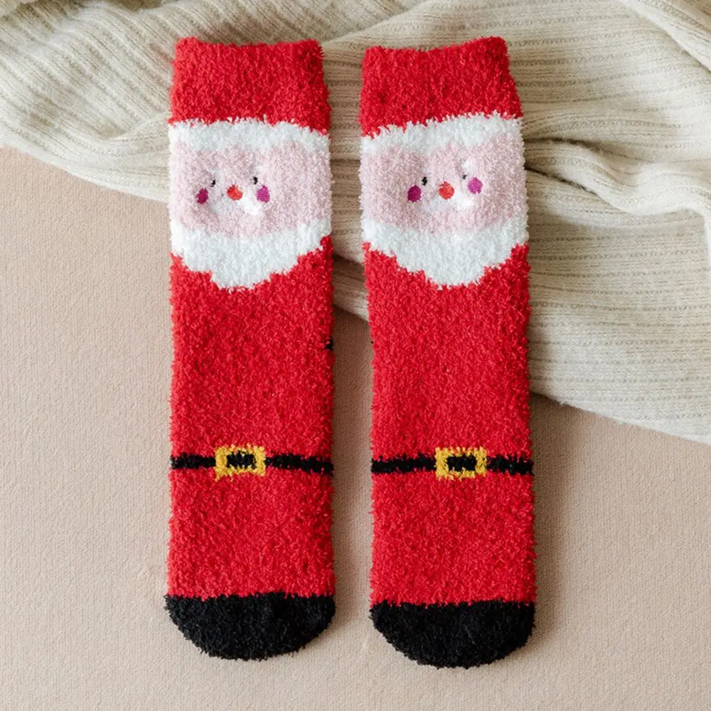 

Breathable Warm Duck Fashion Design Santa Korean Style Women Socks Coral Fleece Socks Christmas Hosiery Floor Socks