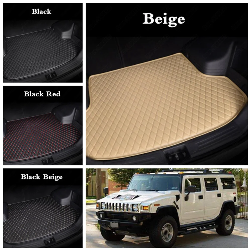 Car Trunk Mat for Hummer H2 H3 Custom Leather Cargo Boot Liner Carpet Rug Prot Auto Cargo Trunk Floor Mats Protector Liners Pads