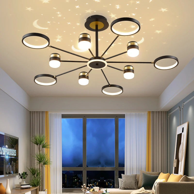 Nordic LOFT Starry Sky LED Chandeliers Smart Living Room Lights Luxury Lamps Dining Room Bedroom Home Art Decoration Chandelier